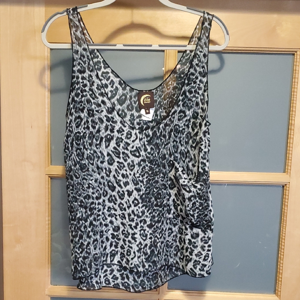 Planet Blue Black and Gray Sleeveless Tank Top